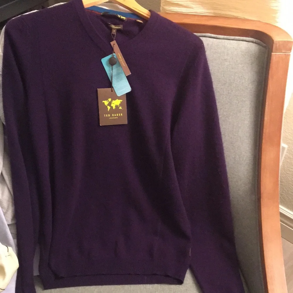 NWT Purple Cashmere Ted Baker V-neck sweater - Picture 1 of 14